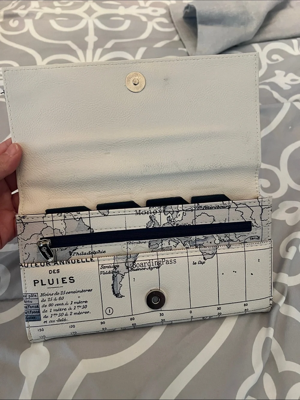 See the World Air Mail Travel Wallet - Cream with Navy Trim